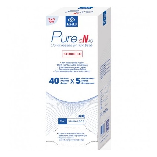 Compresses non tissées PURE N40 - Stériles - Boîte de 40